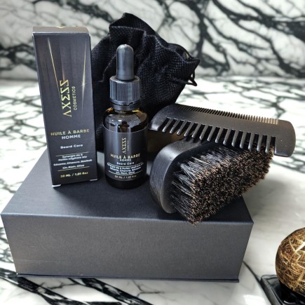 Coffret barbe AXESS avec huile à barbe, brosse et peigne – soin premium pour homme