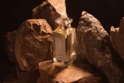 Flacon ARRESS – lumière dorée sur roche, symbole de puissance et d’élégance naturelle.